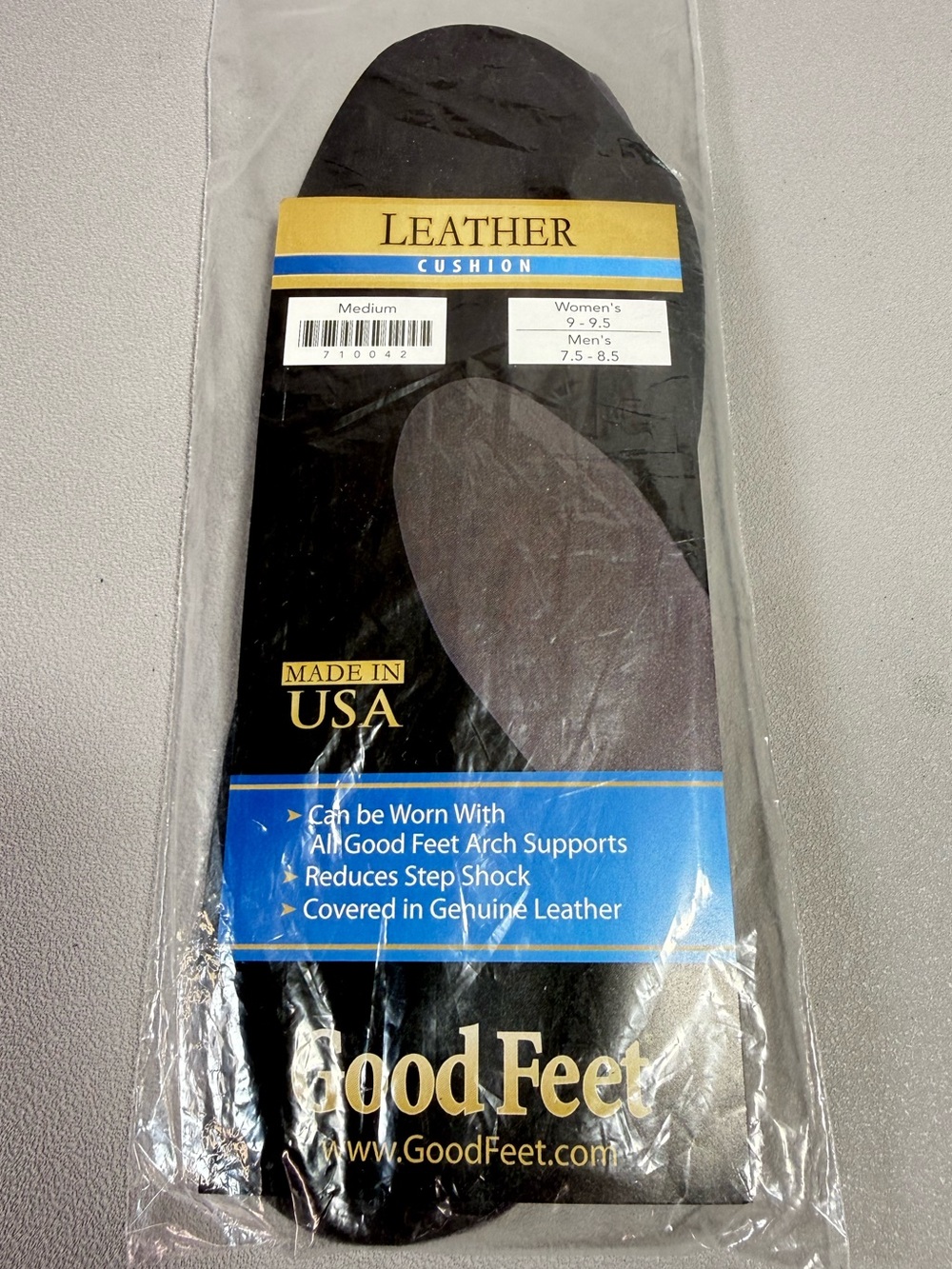 Good Feet Store Leather Cushion Insoles - Black (Men/Women)